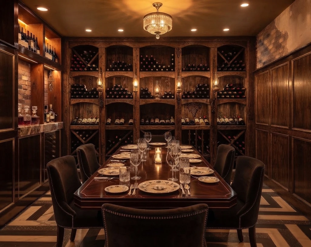 Salón privado de Steako con cava de vinos