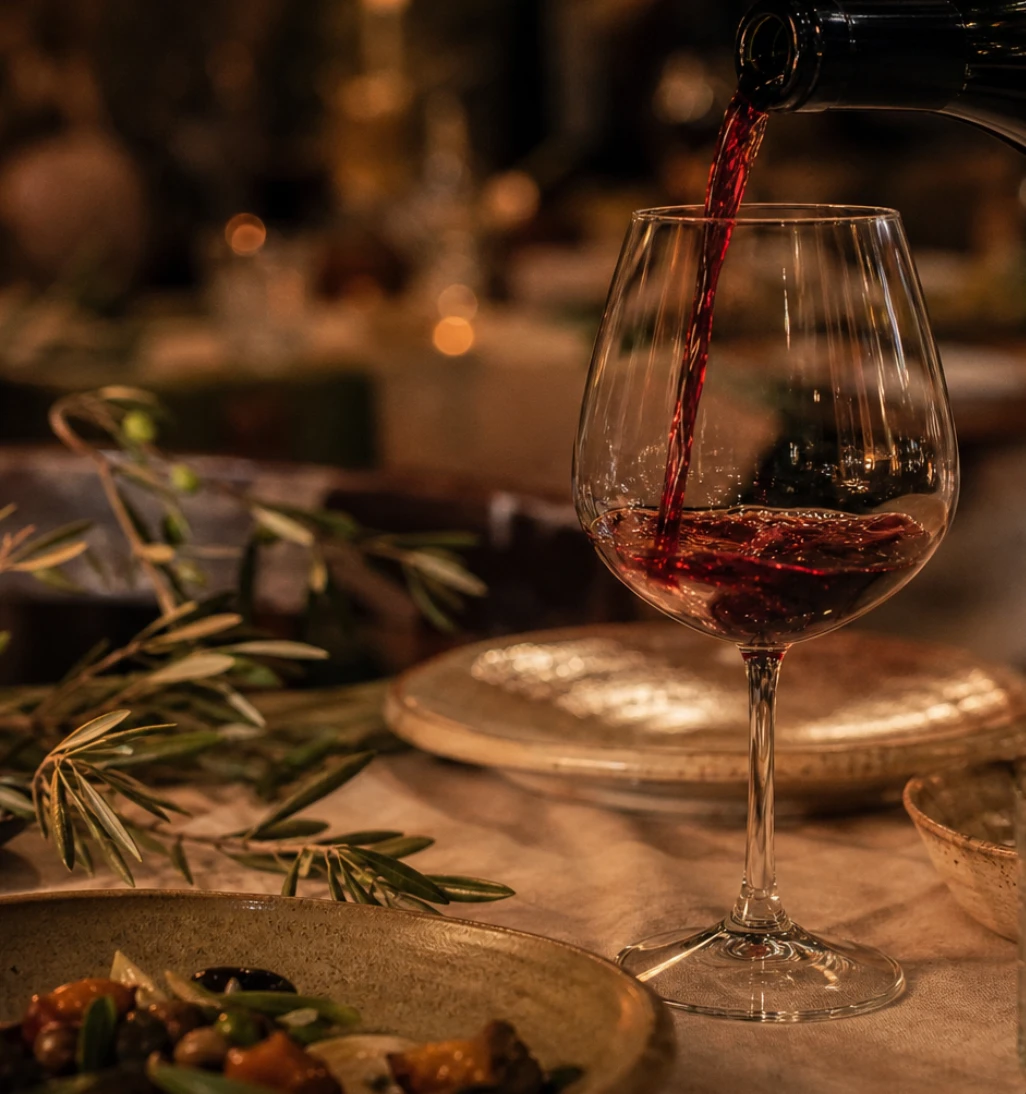 Copa de vino servida en mesa de Steako